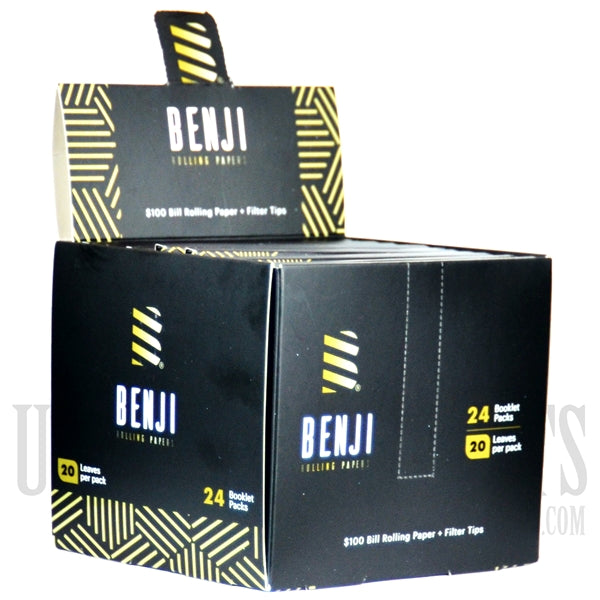 Benji Rolling Papers. 24 Booklet Packs + 20 Leaves Per Book + $100 Bill + Filter Tip