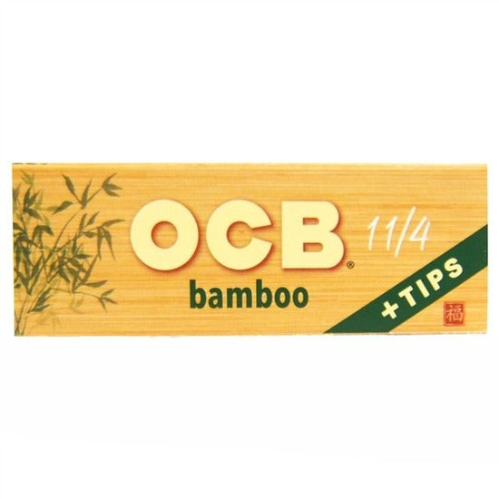OCB 1 1/4 Bamboo + Tips Unbleached Rolling Papers + Tips | 24 Packs | 50 Leaves | 50 Tips
