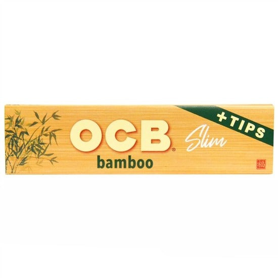 OCB Bamboo Slim Rolling Papers + Tips | 24 Packs | 24 Tips