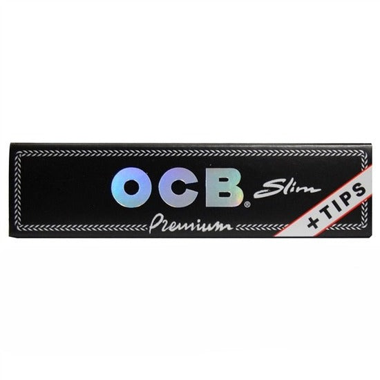 OCB Premium Slim Rolling Papers + Tips | 24 Packs | 24 Tips