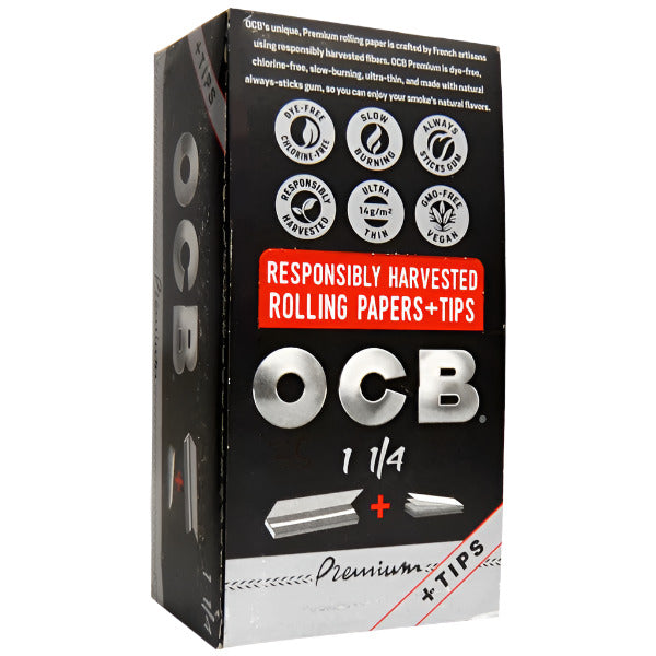 OCB Premium 1 1/4 Rolling Papers + Tips | 24 Packs | 24 Tips