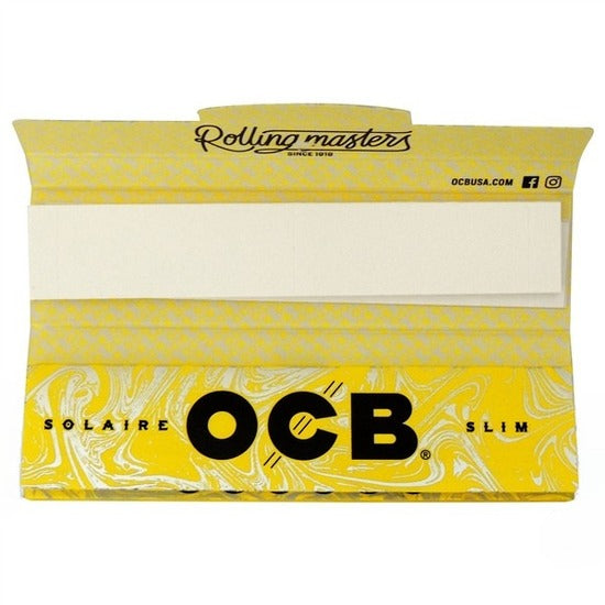 OCB Slim Solaire Rolling Paper + Tips | 24 Booklets | 32 Leaves + 32 Tips per Booklet