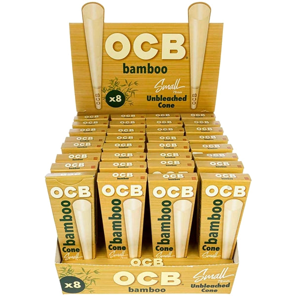 OCB Bamboo Unbleached Cone | 78mm Size | 32 Packs X 8 Cones Per Pack