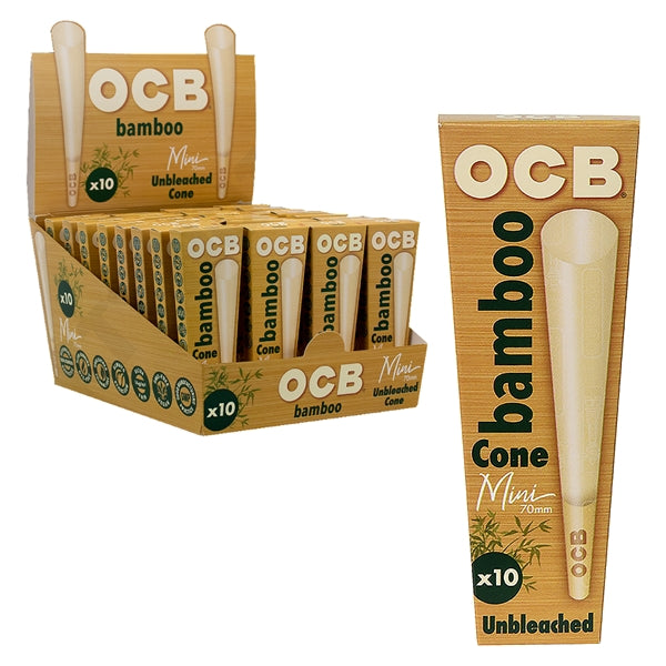 OCB Unbleached Bamboo Mini Cone | 70mm | 32 Packs X 10 Cones Per Packs