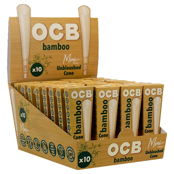 OCB Unbleached Bamboo Mini Cone | 70mm | 32 Packs X 10 Cones Per Packs