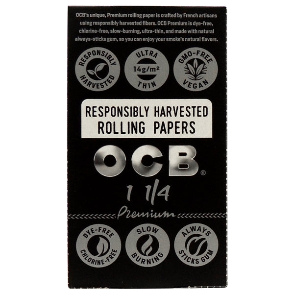 OCB Premium Slim Rolling Papers | 1 1/4 Size | Ultra Thin | 24 Booklets