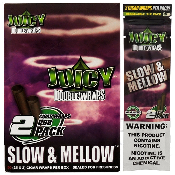 Juicy Double Wraps | 25 Pouches x 2 Wraps Each | Many Flavor Choices