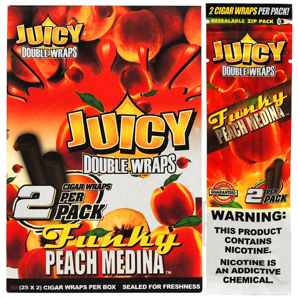 Juicy Double Wraps | 25 Pouches x 2 Wraps Each | Many Flavor Choices