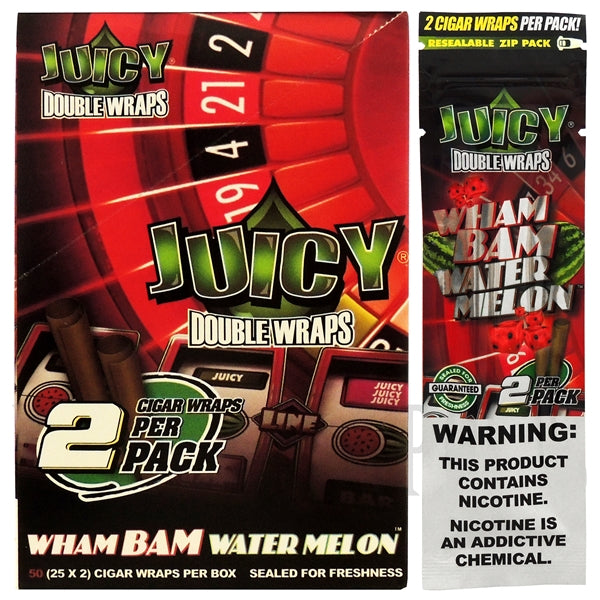 Juicy Double Wraps | 25 Pouches x 2 Wraps Each | Many Flavor Choices