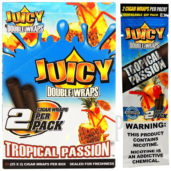 Juicy Double Wraps | 25 Pouches x 2 Wraps Each | Many Flavor Choices