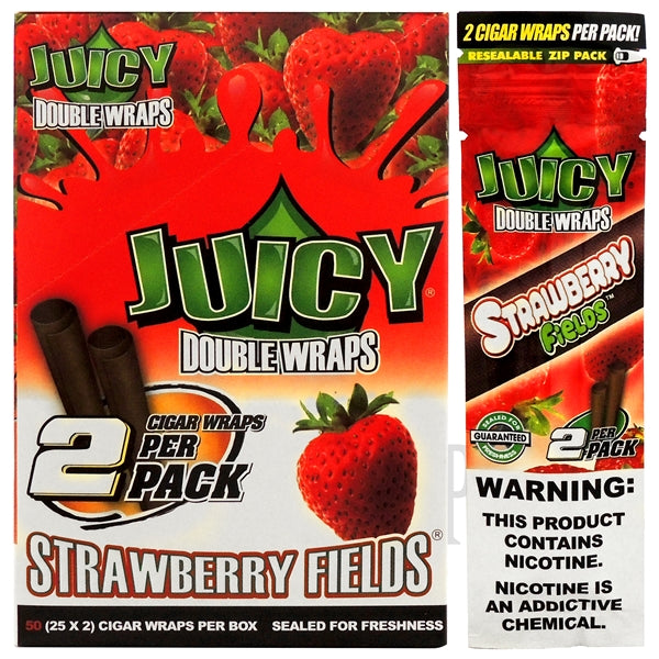 Juicy Double Wraps | 25 Pouches x 2 Wraps Each | Many Flavor Choices