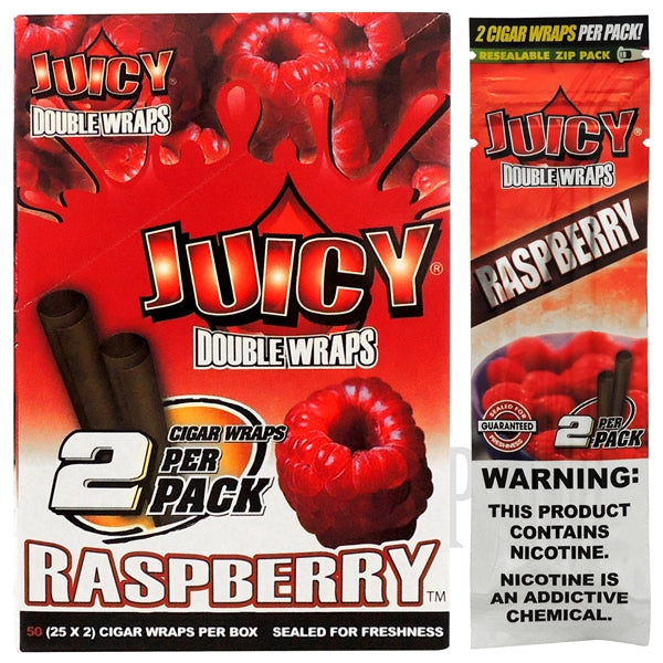 Juicy Double Wraps | 25 Pouches x 2 Wraps Each | Many Flavor Choices