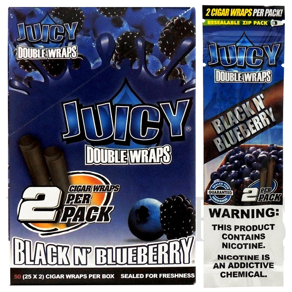 Juicy Double Wraps | 25 Pouches x 2 Wraps Each | Many Flavor Choices