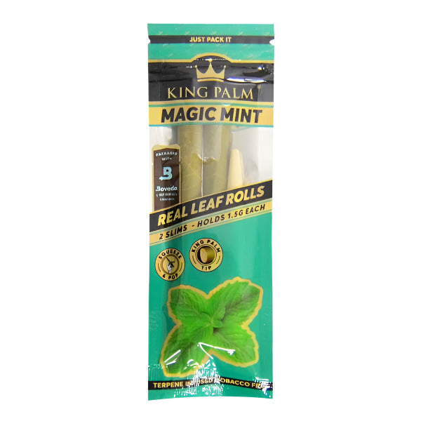 King Palms Real Leaf Rolls with Boveda | 1.5G Each | 2 Slims Flavored | 20 Packs | Mighty Mint