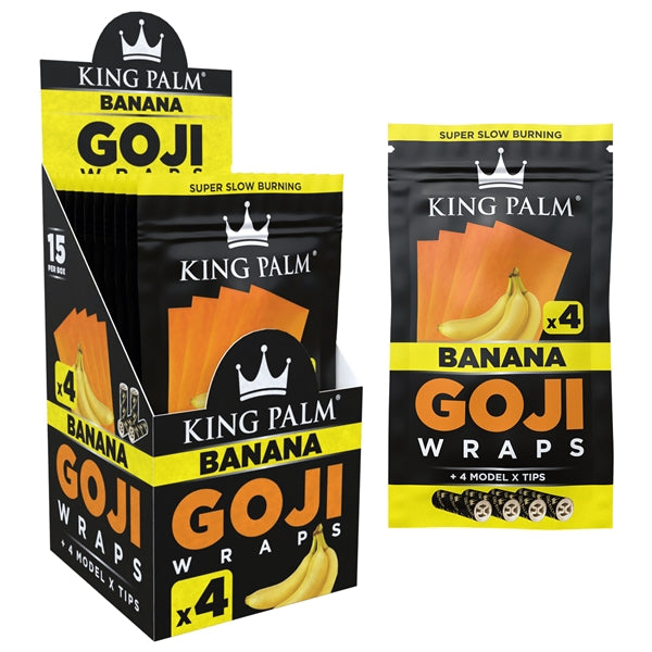 King Palm Goji Wraps | 4 Model X Tips | 15 Per Box | Banana