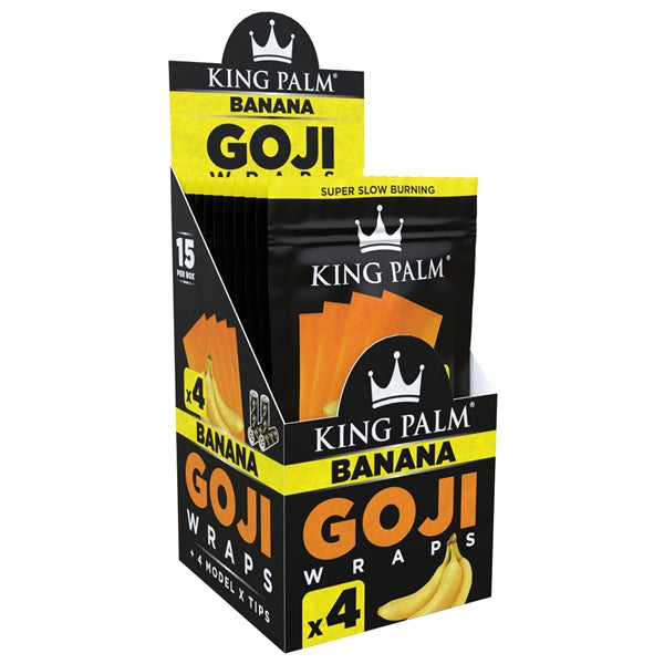 King Palm Goji Wraps | 4 Model X Tips | 15 Per Box | Banana