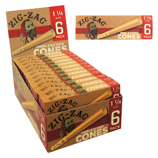 Zig-Zag Unbleached | 1 1/4 Size | 24 Pack Of 6 Cones