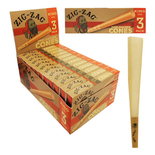 Zig-Zag Unbleached | King Size | 24 Pack Of 3 Cones