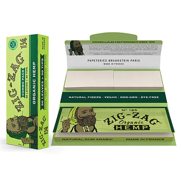 Zig-Zag Combo Pack | 1 1/4 | 50 Leaves - 50 Tips | Organic Hemp