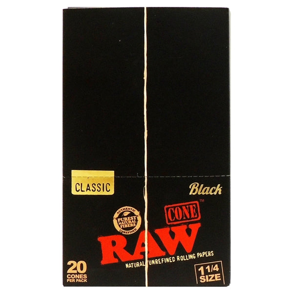 RawBlackClassicCones_11/4Size_20ConesPerPack