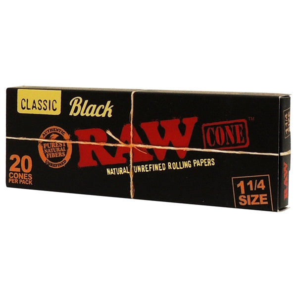 RawBlackClassicCones_11/4Size_20ConesPerPack