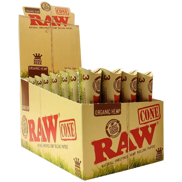 RawOrganicHempCones_KingSize_32PacksPerBox_3ConesPerPack