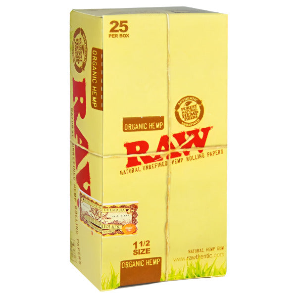 RawOrganicHempRollingPaper_11/2Size_25PerBox