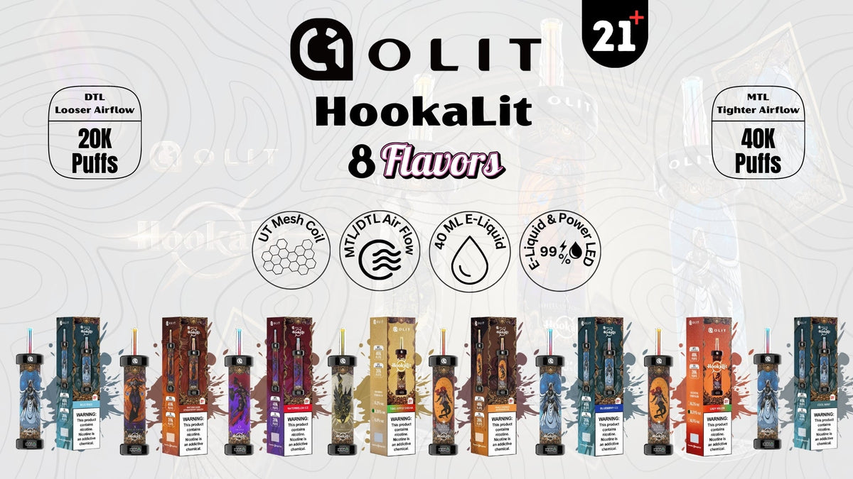 OLIT HookaLit 5 Pack – 8 Flavors Disposable Hookah Vape