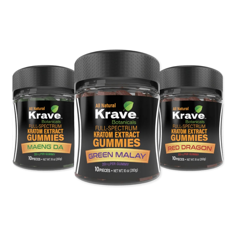 Krave Full-Spectrum Kratom Extract Gummies | 10 Pieces Per Jar | 20MG Per Gummy