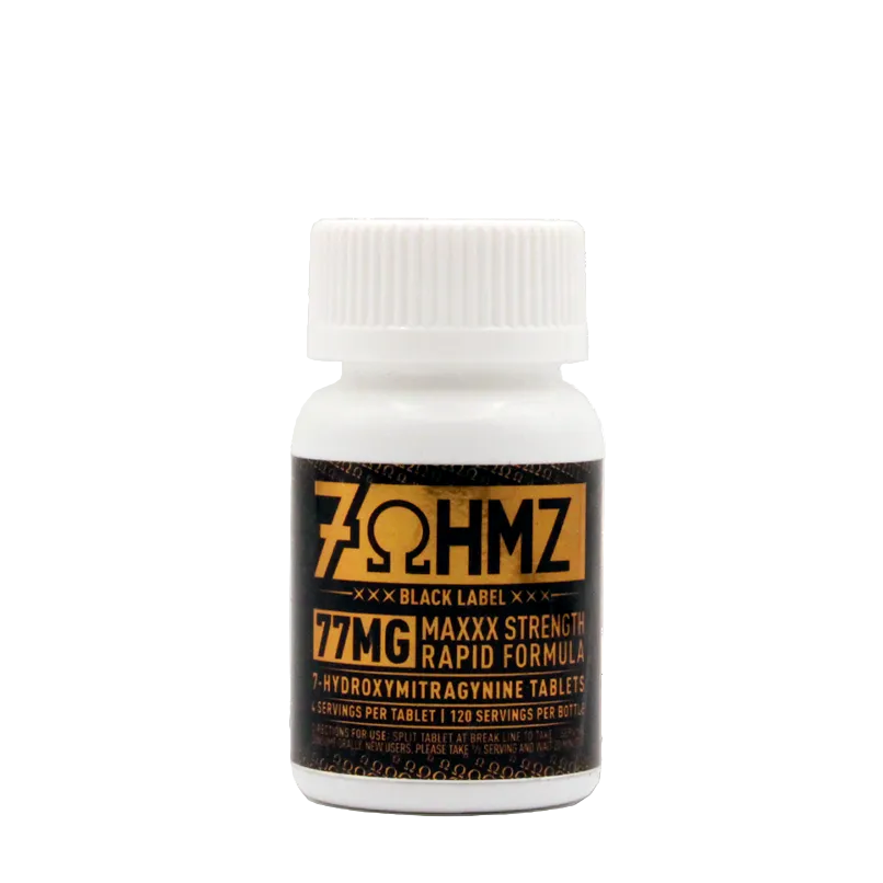 7Ohmz_BlackLabel_7-Hydroxymitragynine_30CtJar_77MG