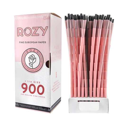 Rozy Fine European Paper | 1 1/4 Size Pre-Rolled Pink Cones | 900 Count