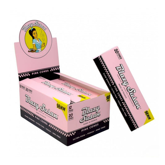 Blazy Susan Pink Cones | 12 Packs Per Box | 20 Cones Per Pack | 98MM