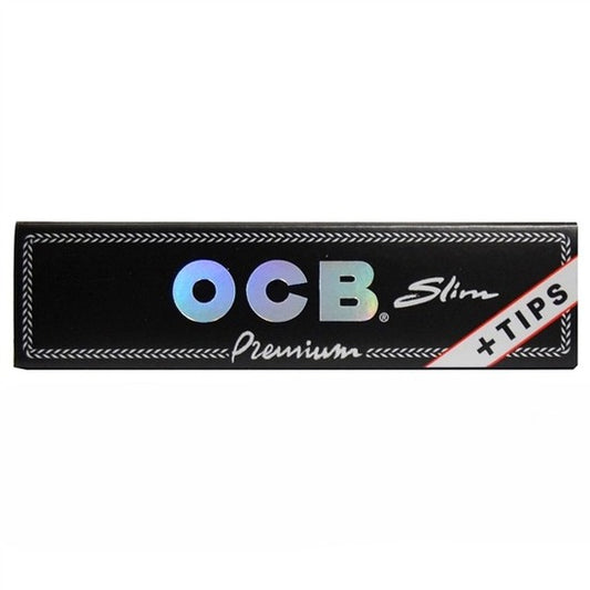 OCB Premium Slim Rolling Papers + Tips | 24 Packs | 24 Tips