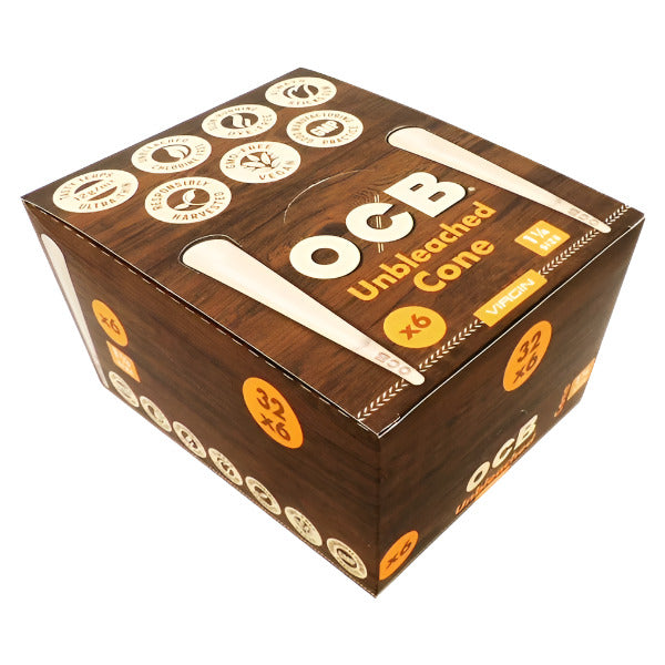 OCB Unbleached Virgin Cone | 1 1/4 | 32 Packs X 12 Cones Per Pack