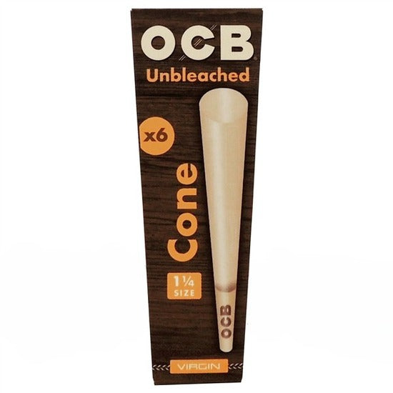 OCB Unbleached Virgin Cone | 1 1/4 | 32 Packs X 12 Cones Per Pack
