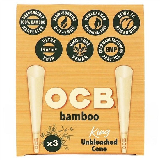 OCB Bamboo Unbleached Cone | King Size | 32 Packs X 3 Cones Per Pack
