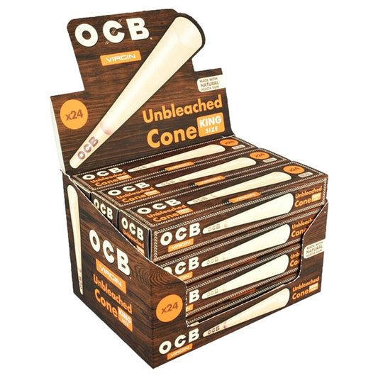 OCB Unbleached Virgin Cone | King Size | 12 Packs X 24 Cones Per Pack