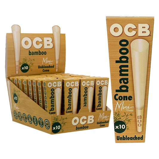 OCB Unbleached Bamboo Mini Cone | 70mm | 32 Packs X 10 Cones Per Packs