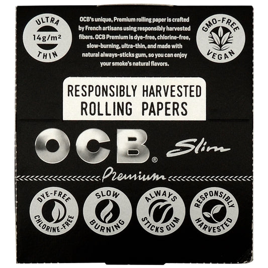 OCB Premium Slim Rolling Papers | Ultra Thin | 24 Booklets