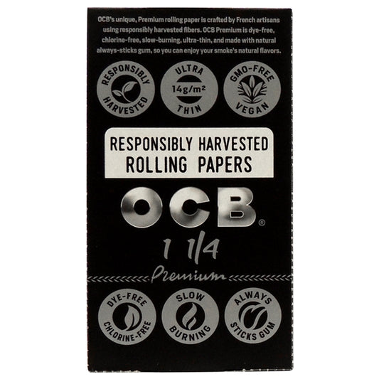 OCB Premium Slim Rolling Papers | 1 1/4 Size | Ultra Thin | 24 Booklets