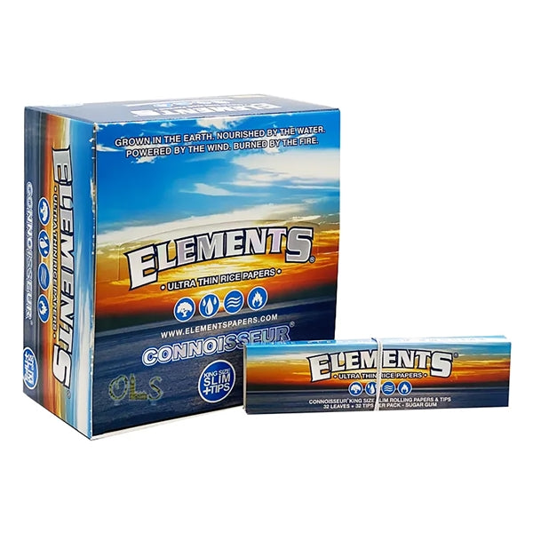 Elements Rolling Papers | Connoisseur | King Size Slim + Tips