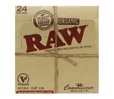 Organic Raw Natural Unrefined Hemp Rolling Papers King Size Slim + Tips