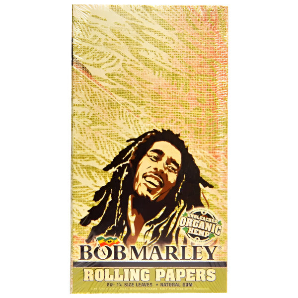 Bob Marley Rolling Papers | 1/4 Size Leaves | Unbleached Organic Hemp Papers | 25 Booklets | 50 Leaves