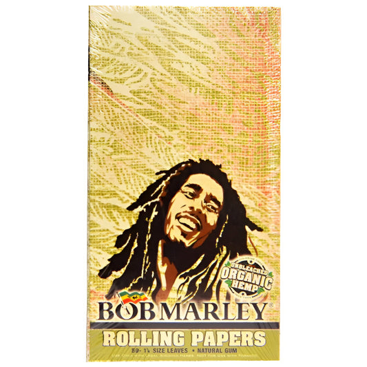 Bob Marley Rolling Papers | 1/4 Size Leaves | Unbleached Organic Hemp Papers | 25 Booklets | 50 Leaves
