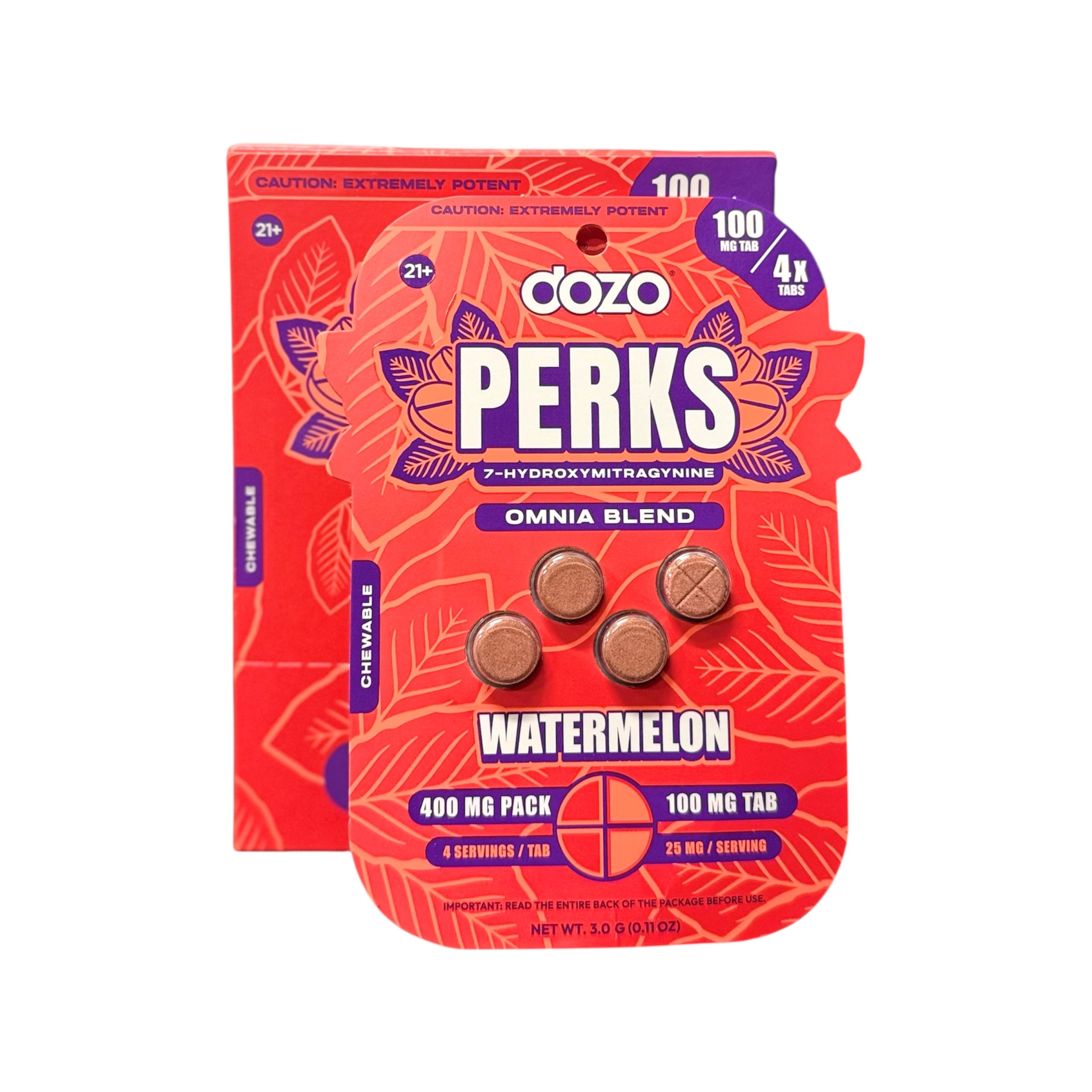 DozoPerks_7Hydroxymitragynine_400MG_100MGPerTablet_Watermelon