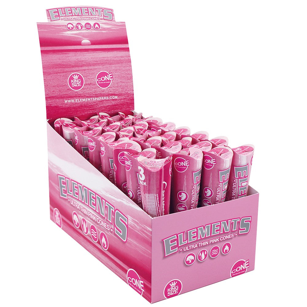 Elements_UltraThinPinkCones_KingSize_3ConesPerPack_32PacksPerBox