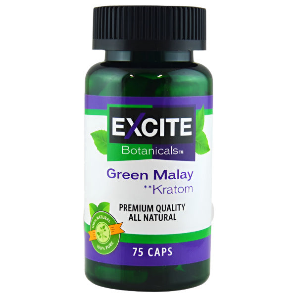 ExciteBotanicalsKratom_75Caps_GreenMalay