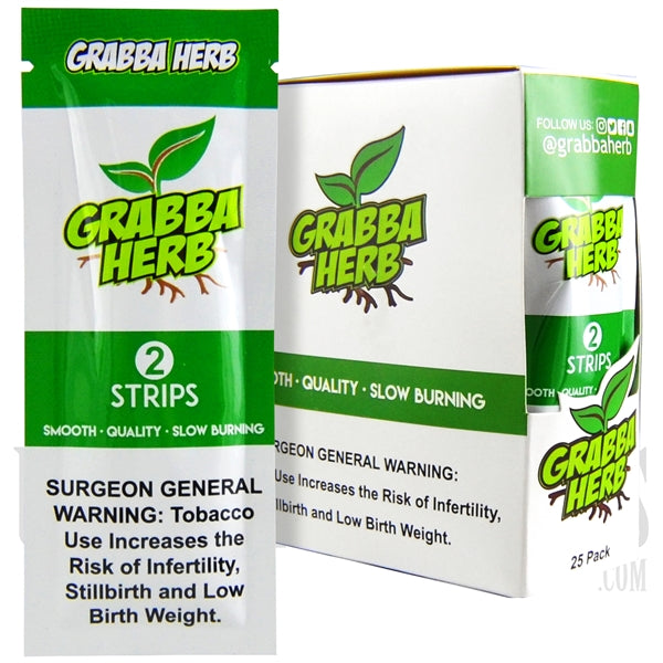 Grabba Herb Cigar Leaf Wraps | Slow Burning | 2 Strips | 25 Packs
