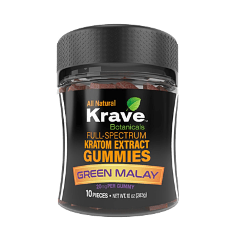 Krave Full-Spectrum Kratom Extract Gummies | 10 Pieces Per Jar | 20MG Per Gummy