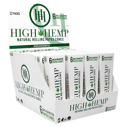 High Hemp Natural Rolling Cones | 32 Packs | 6 One & Quarter Paper Cones